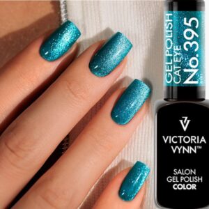 Turkusowy lakier hybrydowy No. 395 Eye Siri Cat Eye Victoria Vynn Gel Polish Hybrid