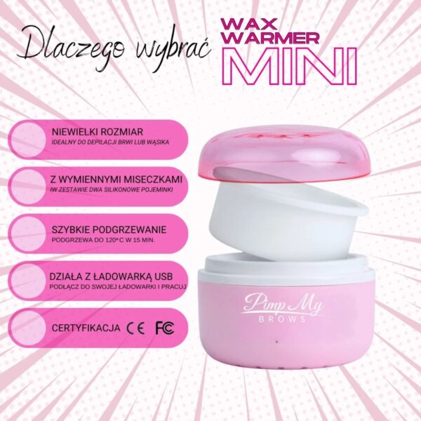 Mini Podgrzewacz do Wosku Pimp My Lashes – Mini Wax Heater do Depilacji Brwi, Wąsika i Twarzy