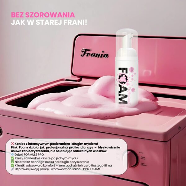 PINK FOAM Moemi 100ml Profesjonalny Szampon do Przedłużania Rzęs – pH 8,2 | Lepsza Retencja Rzęs