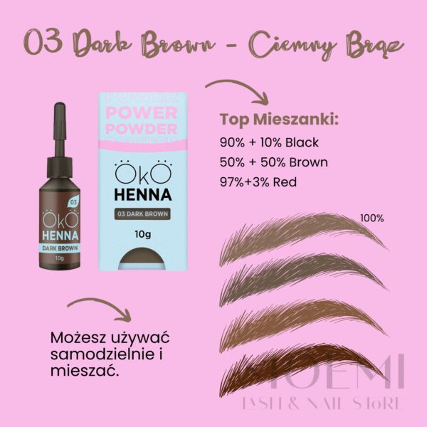 Henna Pudrowa do Farbowania Brwi OKO Power Powder — 10g | Mocne Krycie i Naturalny Efekt