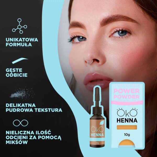 Henna Pudrowa do Farbowania Brwi OKO Power Powder — 10g | Mocne Krycie i Naturalny Efekt