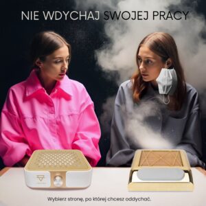 Pochłaniacz pyłu nablatowy Icoucou Veluxa V1 60W – SREBRNY lub ZŁOTY – Profesjonalny Pochłaniacz Pyłu do Paznokci