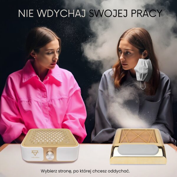 Pochłaniacz pyłu nablatowy Icoucou Veluxa V1 60W – SREBRNY lub ZŁOTY – Profesjonalny Pochłaniacz Pyłu do Paznokci