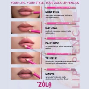 Konturówka do ust ZOLA Lip Pencil – trwała, profesjonalna, 7 odcieni