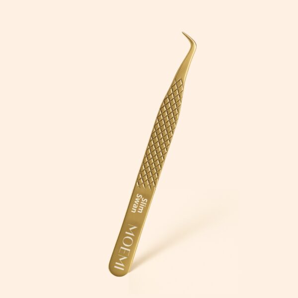 Pęseta do objętości Gold Slim Swan MOEMI – zakrzywiona
