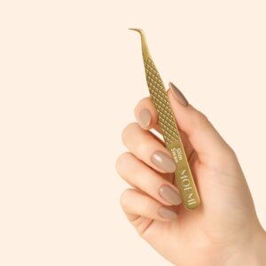 Pęseta do objętości Gold Slim Swan MOEMI – zakrzywiona