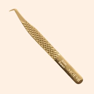 Pęseta do objętości Gold Slim Swan MOEMI – zakrzywiona