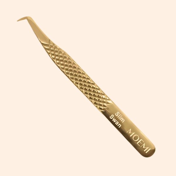 Pęseta do objętości Gold Slim Swan MOEMI – zakrzywiona