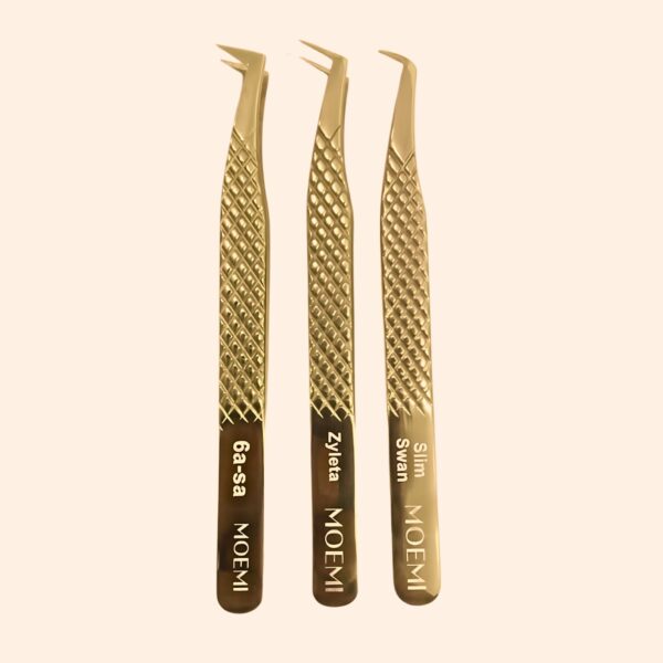 Pęseta do objętości Gold Slim Swan MOEMI – zakrzywiona