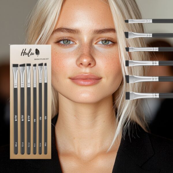HULU Zestaw Pędzli do Brwi Brow Styling Set 6 szt. – do henny, farbki i makijażu