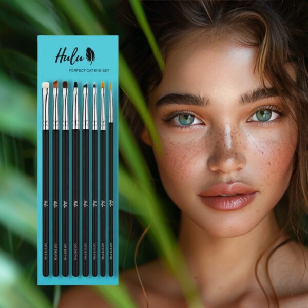 HULU Perfect Cat Eye – Zestaw 8 precyzyjnych pędzli do brwi, makijażu i liftingu rzęs