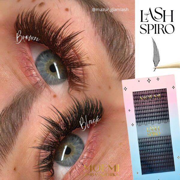 Brązowe Rzęsy Anime Lashes Moemi Lash Spiro – Efekt Manga, Rzęsy Piórka, Mokry Look