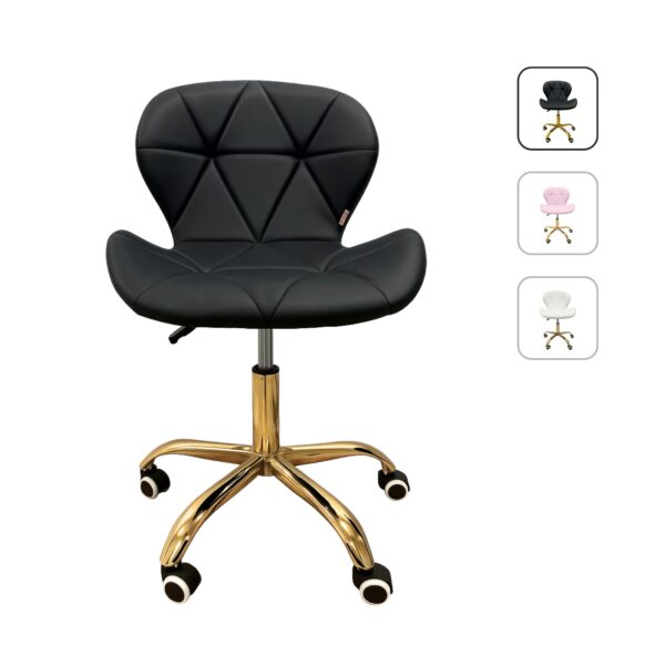 Biały taboret dla stylistki rzęs – ergonomiczne krzesło siodło Moemi