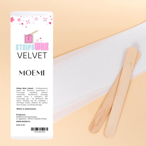 MOEMI Strips Wax Velvet – Profesjonalne paski do ciepłego wosku 100 szt