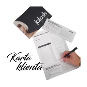 Karta klienta do przedłużania rzęs metodą UV – ankieta + zgody RODO (10 szt.) Jolash
