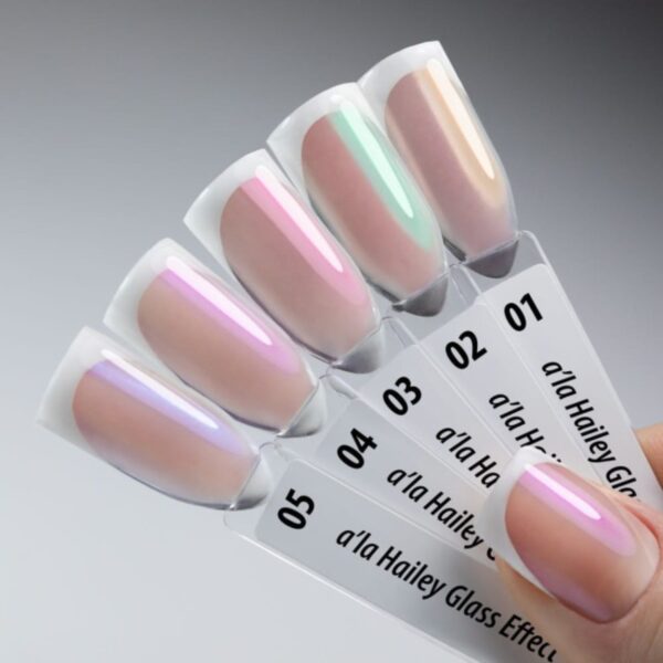 Pyłek do paznokci A’la Hailey Glass Effect Nr 1 – AlleLac | Efekt szkła, glazed nails, Hailey Bieber nails
