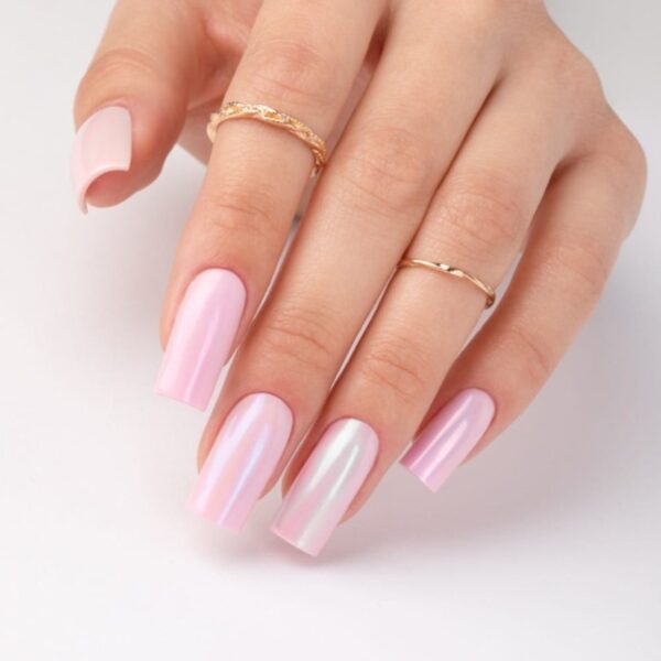 Pyłek do paznokci A’la Hailey Glass Effect Nr 1 – AlleLac | Efekt szkła, glazed nails, Hailey Bieber nails