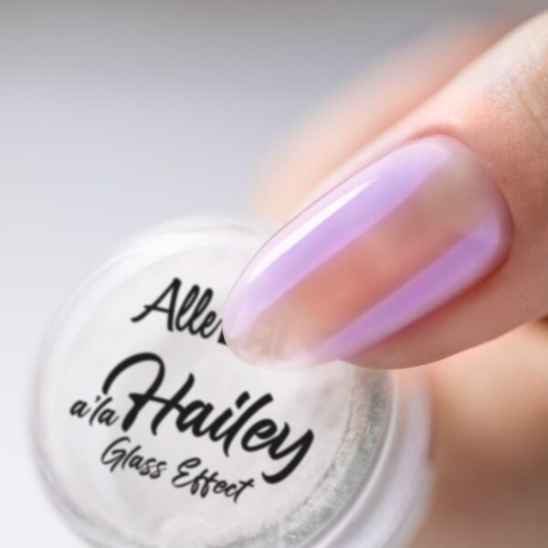 Pyłek do paznokci A’la Hailey Glass Effect Nr 4 – AlleLac | Efekt szkła, glazed nails, Hailey Bieber nails
