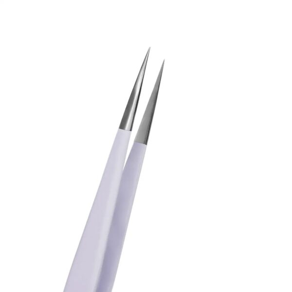 Pęseta do przedłużania rzęs Noble Lashes White Straight – Profesjonalna, Prosta, Stal Nierdzewna