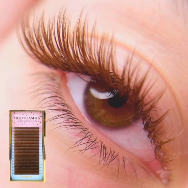 Rzęsy Jasny Brąz MEDIUM BROWN Moemi Lashes skręt M – Rzęsy Jasno Brązowe do Przedłużania