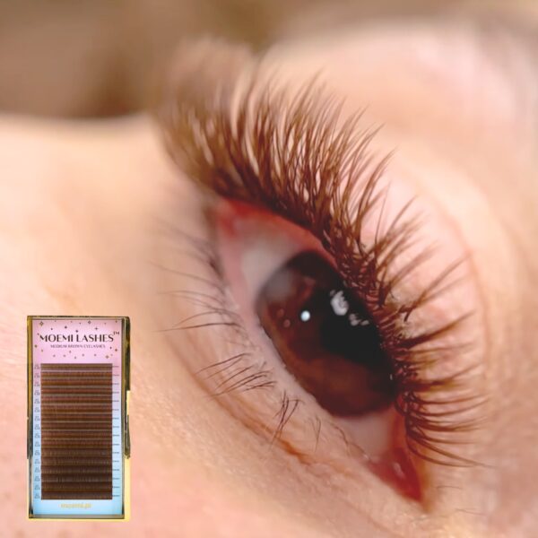 Rzęsy Jasny Brąz MEDIUM BROWN Moemi Lashes skręt M – Rzęsy Jasno Brązowe do Przedłużania