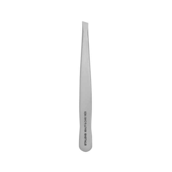 Pęseta do brwi szeroka skośna Staleks Beauty & Care 10 Type 3 – do grubych włosków brwi TBC-10/3