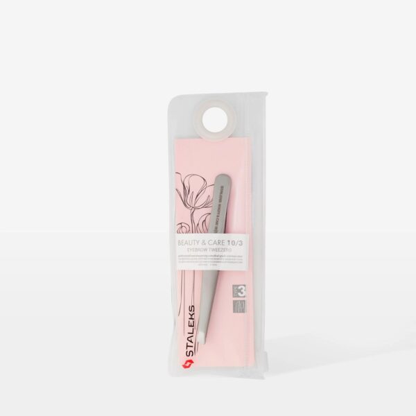 Pęseta do brwi szeroka skośna Staleks Beauty & Care 10 Type 3 – do grubych włosków brwi TBC-10/3