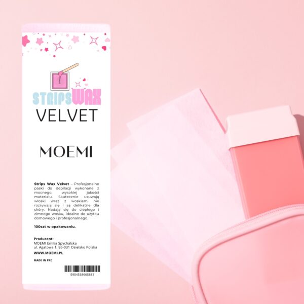 MOEMI Strips Wax Velvet – Profesjonalne Różowe paski do ciepłego wosku 100 szt