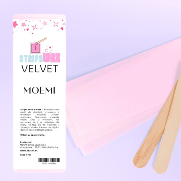 MOEMI Strips Wax Velvet – Profesjonalne Różowe paski do ciepłego wosku 100 szt