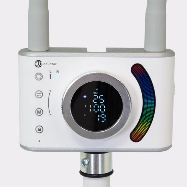 Lampa LED RGB Icoucou Duo Studio Color – dwuramienna, statyw, aplikacja, uchwyt na telefon