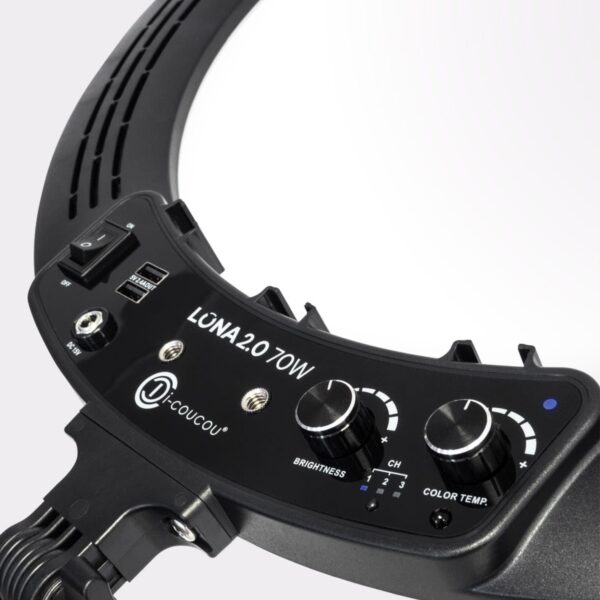 Profesjonalna Lampa Ring LED do Makijażu i Kosmetyki – LUNA RING 2.0 Czarna 50cm 70W ICoucou