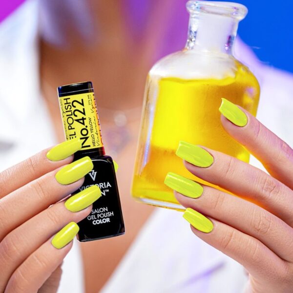 Lakier hybrydowy Victoria Vynn 422 Hello Yellow 8 ml – żółty lakier UV/LED do paznokci