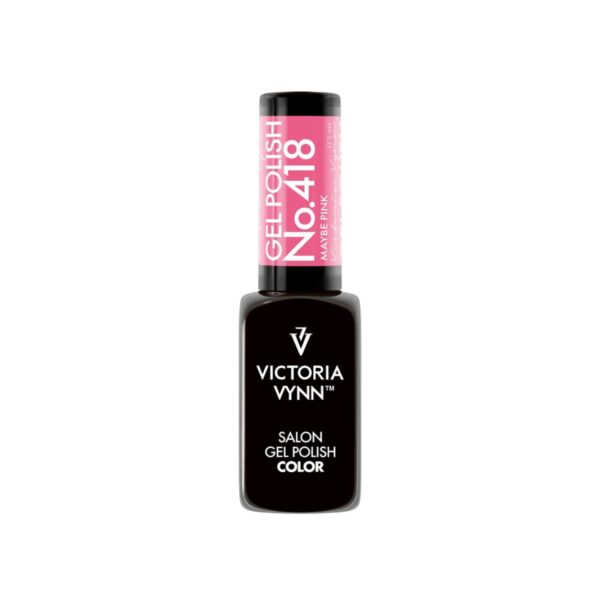 Lakier hybrydowy Victoria Vynn 418 Maybe Pink 8 ml – neonowy róż, trwały manicure UV/LED