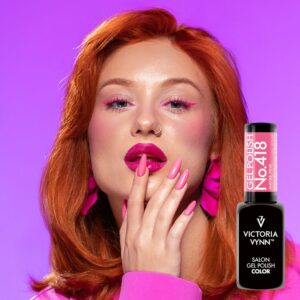 Lakier hybrydowy Victoria Vynn 418 Maybe Pink 8 ml – neonowy róż, trwały manicure UV/LED