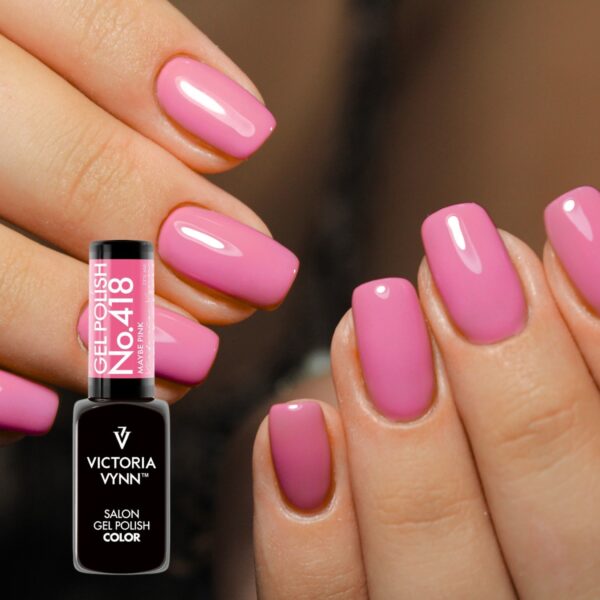 Lakier hybrydowy Victoria Vynn 418 Maybe Pink 8 ml – neonowy róż, trwały manicure UV/LED