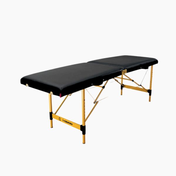 Icoucou Space Gold 60 cm – łóżko kosmetyczne dla stylistek rzęs z regulacją wysokości, czarne