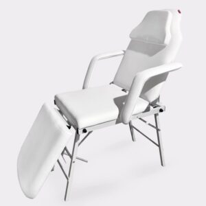Fotel kosmetyczny składany biały ICoucou – leżanka do pedicure, stylizacji brwi, rzęs i masażu