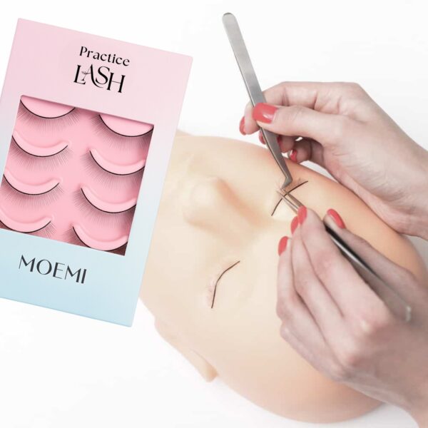 Rzęsy treningowe do nauki przedłużania rzęs – 5 par do główki treningowej | Moemi