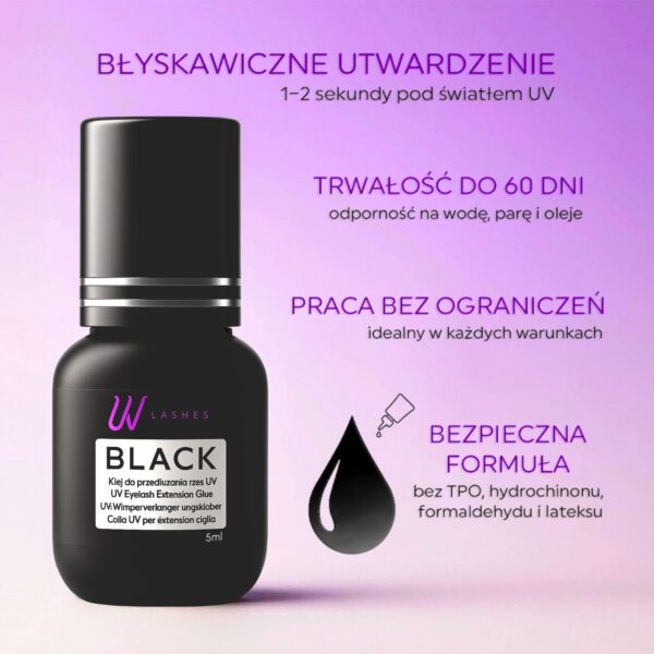 Klej UV do przedłużania rzęs Noble Lashes 5ml – Czarny, bez TPO