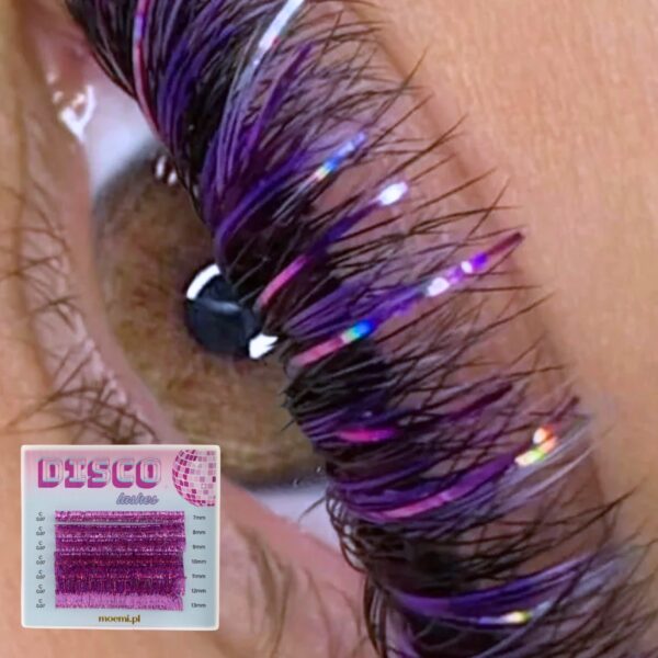 Moemi Disco Lashes – kolorowe rzęsy holograficzne do przedłużania - różne kolory