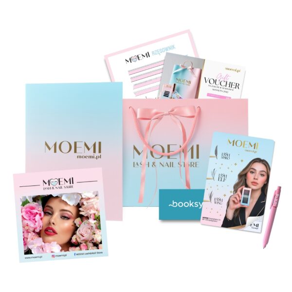 Zestaw szkoleniowy MOEMI – gift bag / paczka prezentowa dla kursantek stylizacji rzęs