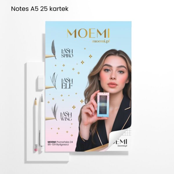 Zestaw szkoleniowy MOEMI – gift bag / paczka prezentowa dla kursantek stylizacji rzęs