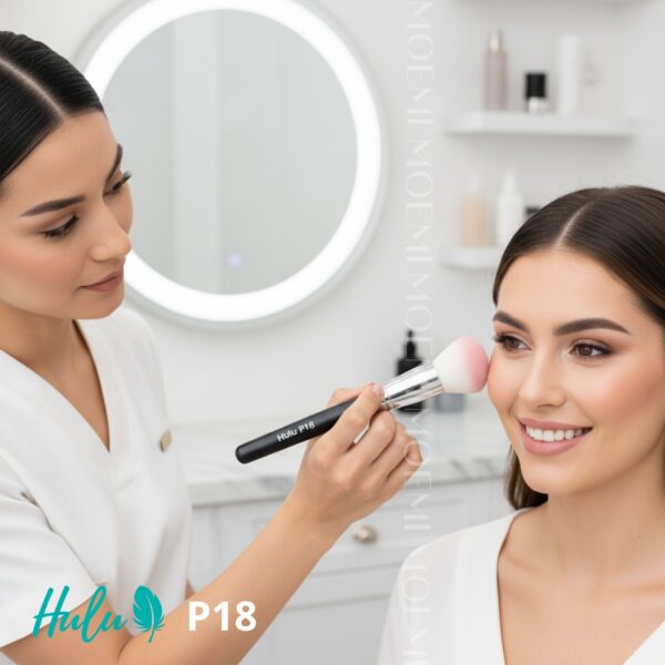 Pędzel Hulu P18 Skośny do Różu i Bronzera – Profesjonalne Konturowanie | Włosie Naturalne (Koza)