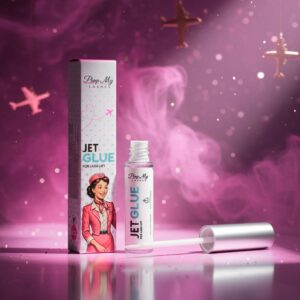 Detal opakowania JET GLUE Pimp My Lashes, wydajny klej do liftingu rzęs dla stylistek.