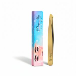 Profesjonalna złota pęseta do brwi skośna #SLANT z nano powłoką.