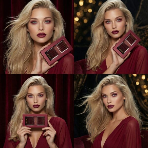 Rzęsy bordowe tworzące Eyeliner Effect i optyczny lifting zewnętrznego kącika oka