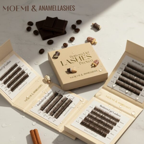 Brązowe Rzęsy dolne do przedłużania Bottom Up! Lashes Moemi x anamei.lashes