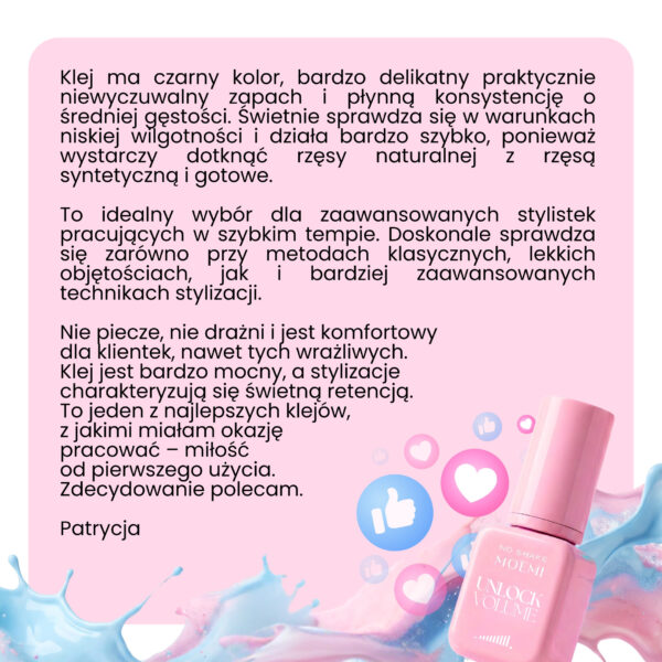 Klej do rzęs No Shake MOEMI Unlock Volume 0,1 sek – Bez wstrząsania 5ml