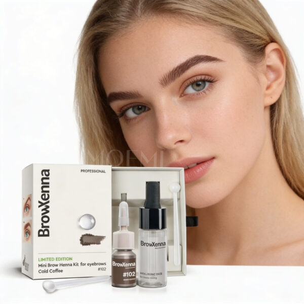 BrowXenna 102 Cold Coffee MINI – Henna Pudrowa Chłodny Brąz z Bazą Hialuronową
