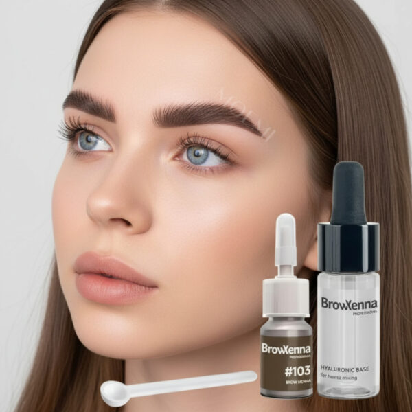 BrowXenna 103 Rich Brown MINI – Henna Pudrowa Najciemniejszy Brąz z Bazą Hialuronową